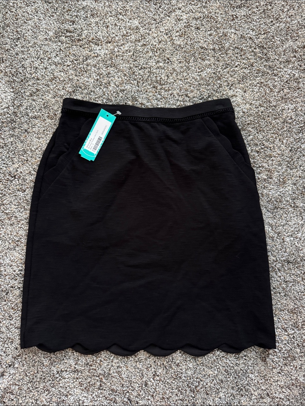Black Scallop Hem Women's Skirt